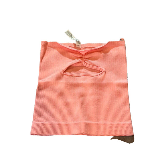 NWT Out From Under Women's Pink/Rose Ribbed Cut Out Strapless Crop Top Size XS - Picture 1 of 6